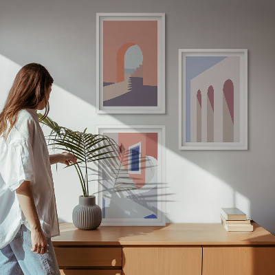 Wall art set Minimalist architectural illustrations