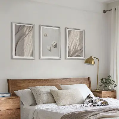 Three-piece boho wall art set close-up structural details