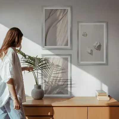 Three-piece boho wall art set close-up structural details