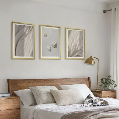 Three-piece boho wall art set close-up structural details