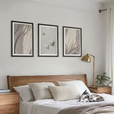 Three-piece boho wall art set close-up structural details