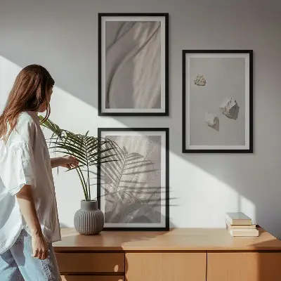 Three-piece boho wall art set close-up structural details