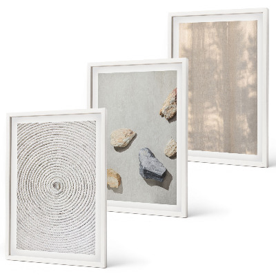 Set of 3 framed wall art pieces Boho natural textures structures