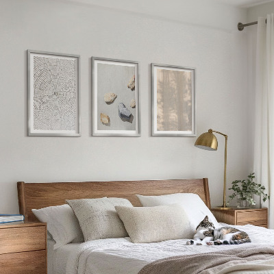 Set of 3 framed wall art pieces Boho natural textures structures
