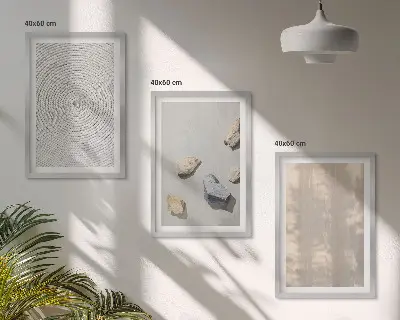 Set of 3 framed wall art pieces boho natural textures and structures