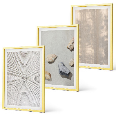 Set of 3 framed wall art pieces Boho natural textures structures