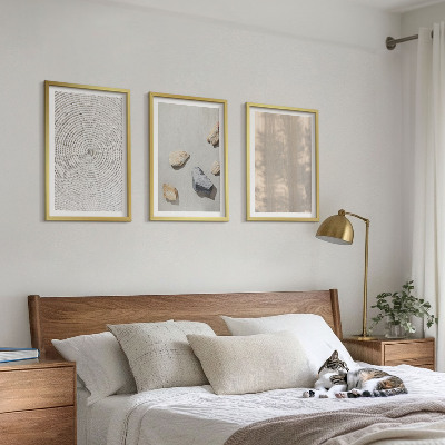 Set of 3 framed wall art pieces Boho natural textures structures