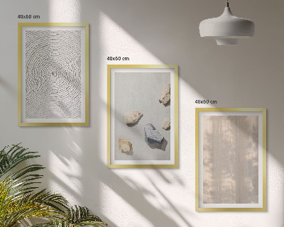 Set of 3 framed wall art pieces Boho natural textures structures