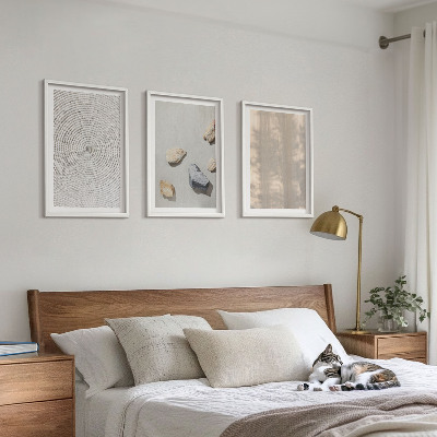 Set of 3 framed wall art pieces Boho natural textures structures