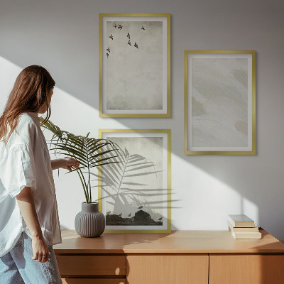Three-piece wall art piece Birds rocks brush strokes decorations