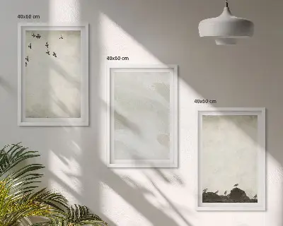 Three-piece brush stroke wall art birds and rocks decorative set