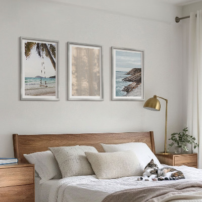 Set of 3 framed wall art pieces Summer sand seaside views