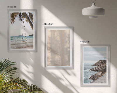 Set of 3 framed wall art pieces Summer sand seaside views