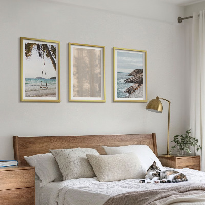 Set of 3 framed wall art pieces Summer sand seaside views