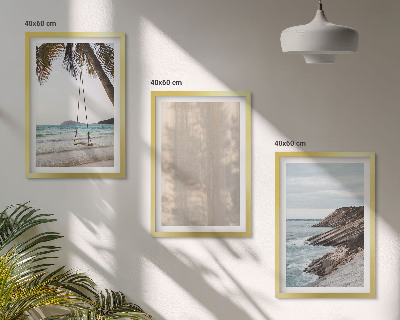 Set of 3 framed wall art pieces Summer sand seaside views