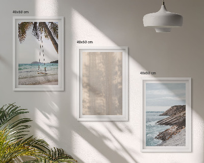 Set of 3 framed wall art pieces Summer sand seaside views