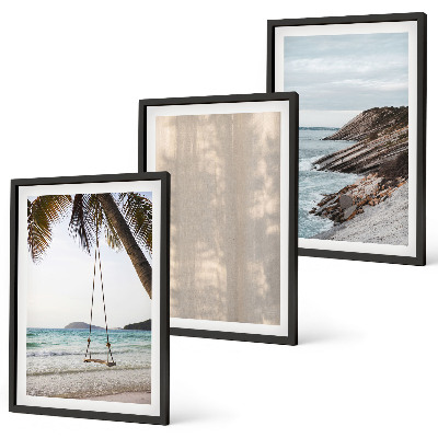 Set of 3 framed wall art pieces Summer sand seaside views