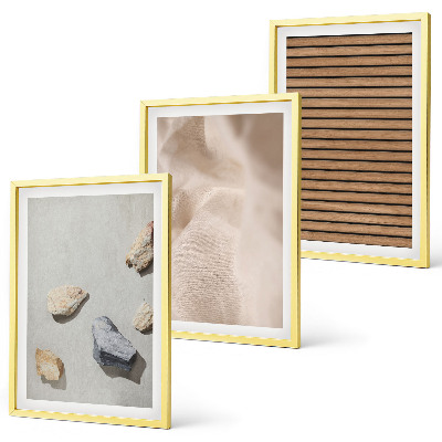 Three-piece wall art piece Stones wood fabric textures