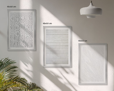Set of 3 framed wall art pieces Bright sand pattern structures