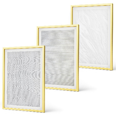 Set of 3 framed wall art pieces Bright sand pattern structures