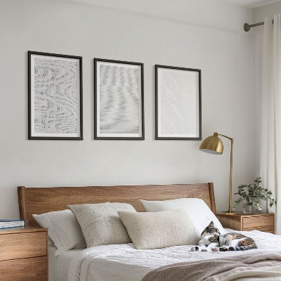 Set of 3 framed wall art pieces Bright sand pattern structures