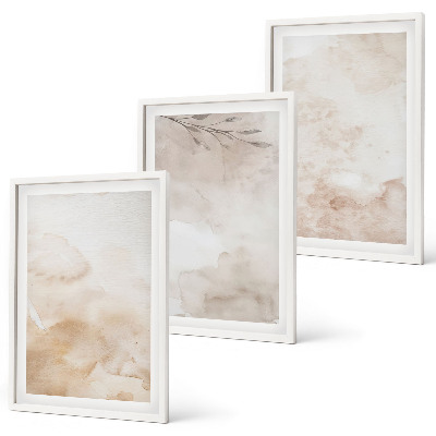 Wall art set Watercolor pastel leaves
