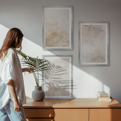 Wall art set Watercolor pastel leaves