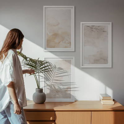 Wall art set Watercolor pastel leaves