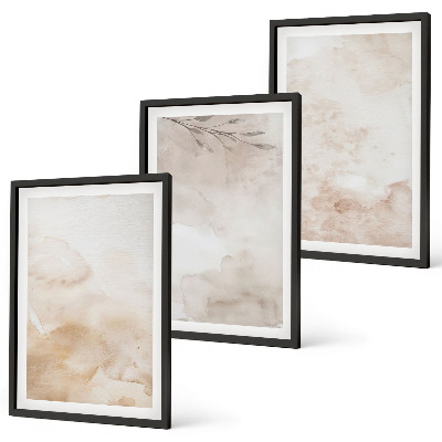 Wall art set Watercolor pastel leaves