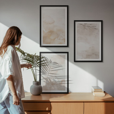 Wall art set Watercolor pastel leaves
