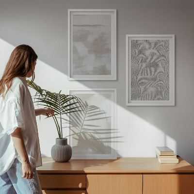 Set of 3 framed wall art pieces Abstract modern design