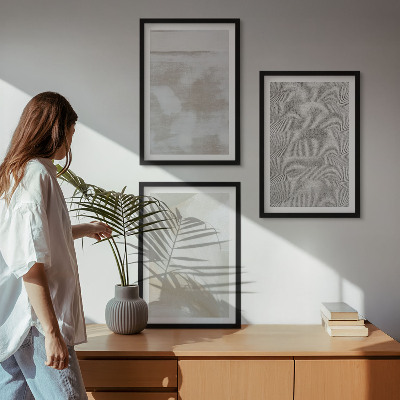 Set of 3 framed wall art pieces Abstract modern design