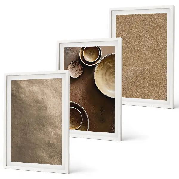 Three-piece stone structures wall art minimalist design