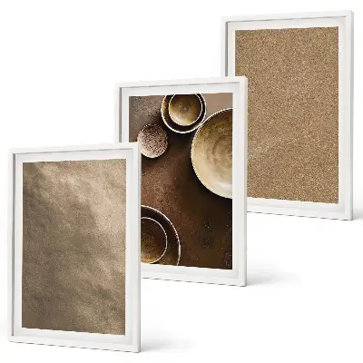 Three-piece stone structures wall art minimalist design