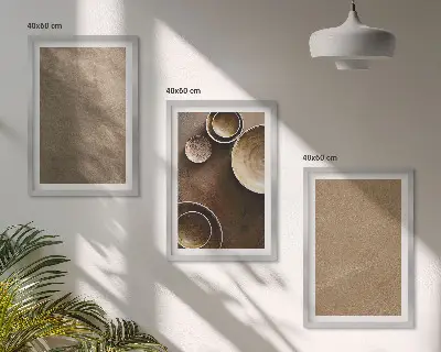 Three-piece stone structures wall art minimalist design