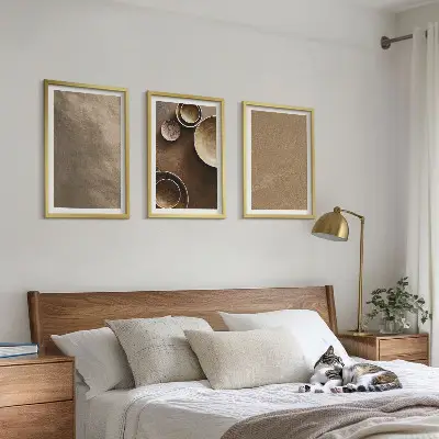 Three-piece stone structures wall art minimalist design