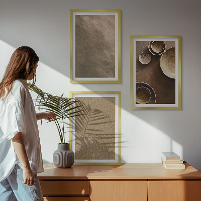 Three-piece wall art piece Minimalist stone structures