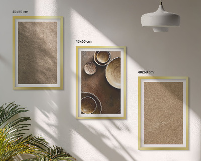 Three-piece wall art piece Minimalist stone structures