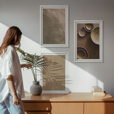 Three-piece wall art piece Minimalist stone structures