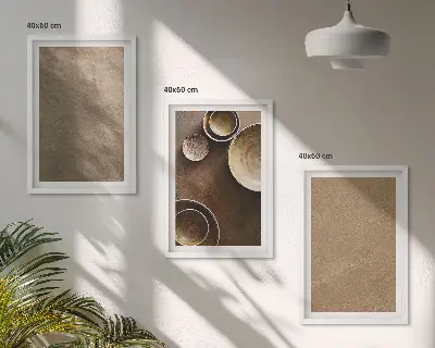 Three-piece stone structures wall art minimalist design