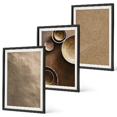 Three-piece stone structures wall art minimalist design
