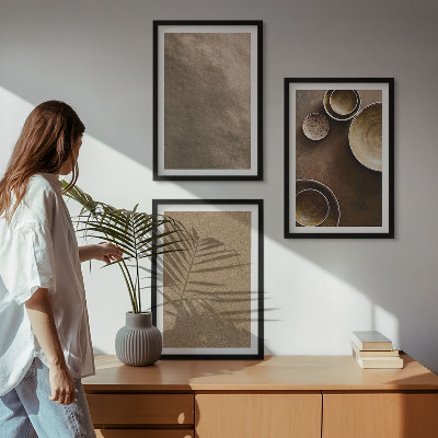 Three-piece wall art piece Minimalist stone structures