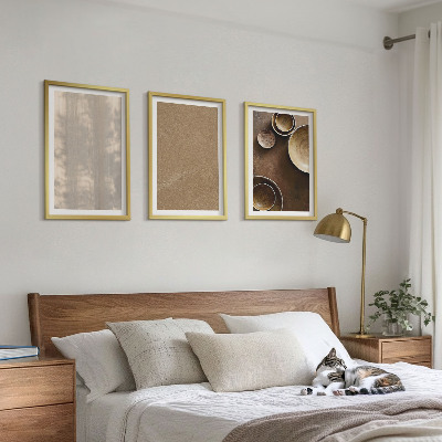 Set of 3 framed wall art pieces Minimalist texture structures