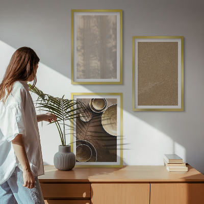 Set of 3 framed wall art pieces Minimalist texture structures