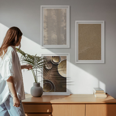 Set of 3 framed wall art pieces Minimalist texture structures