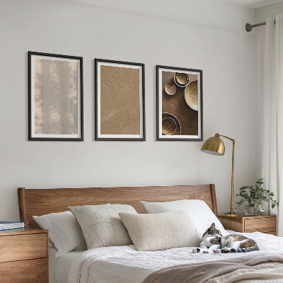 Set of 3 framed wall art pieces Minimalist texture structures