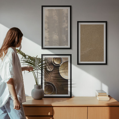 Set of 3 framed wall art pieces Minimalist texture structures