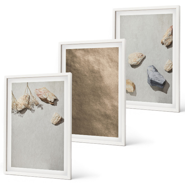 Three-piece wall art piece Stones beach natural structures