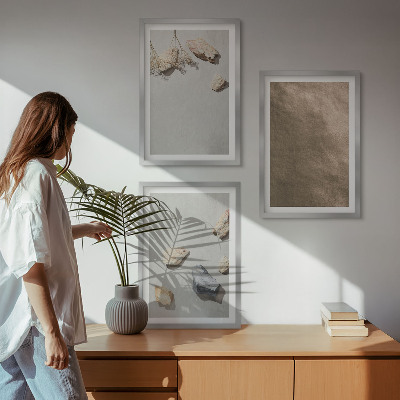 Three-piece wall art piece Stones beach natural structures