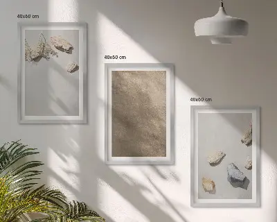 Three-piece beach stone wall art natural structures